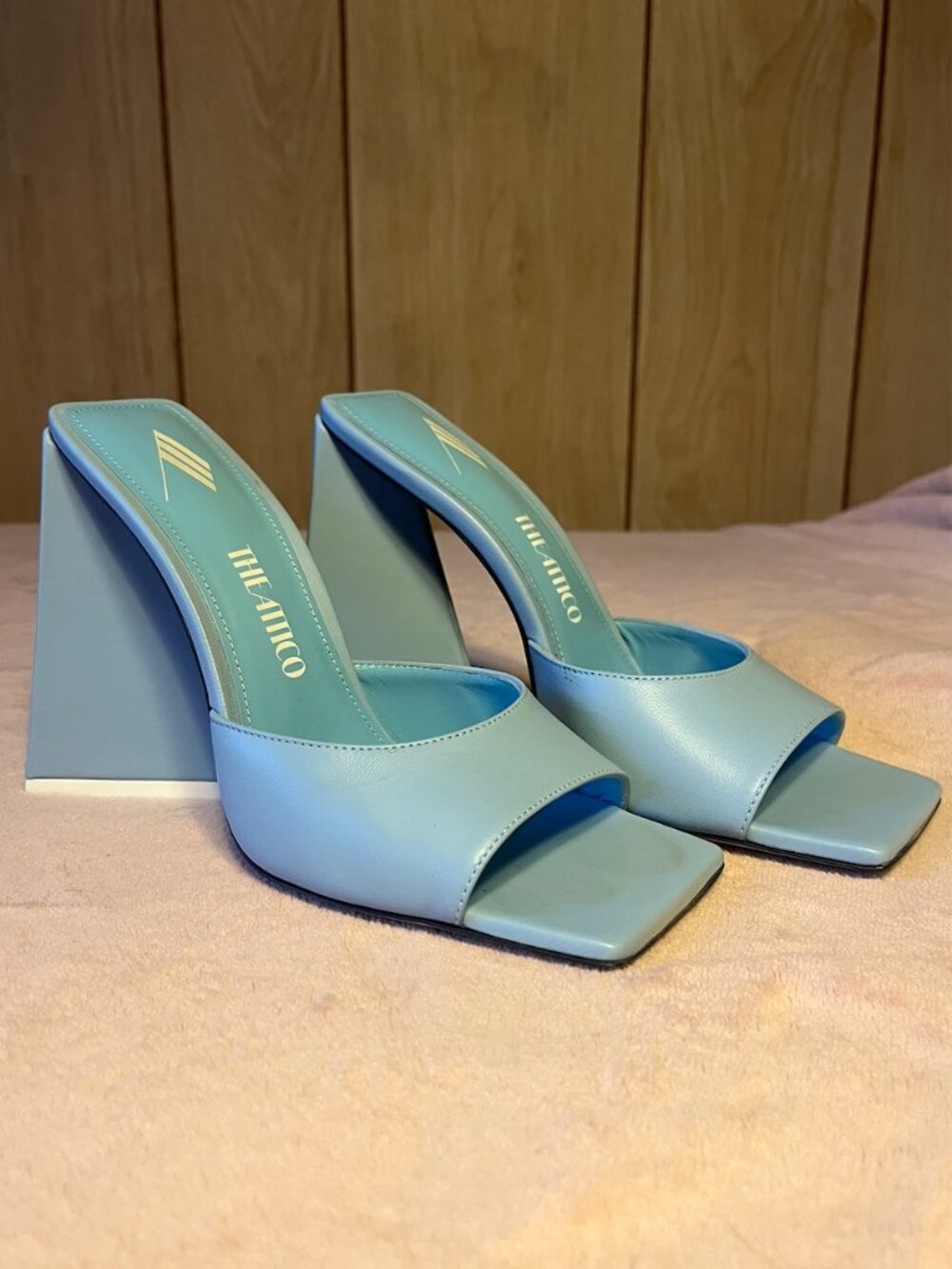 The Attico Devon Heeled Sandals – Sky Blue – Size 37